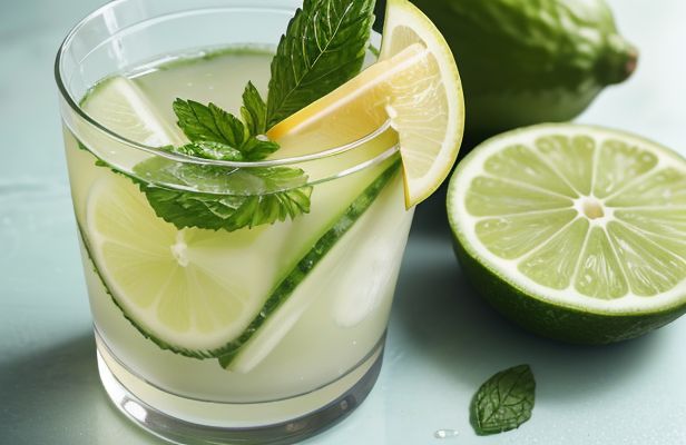 Agua de Pepino, Hierbabuena y Limón con Toque de Jengibre Fresco