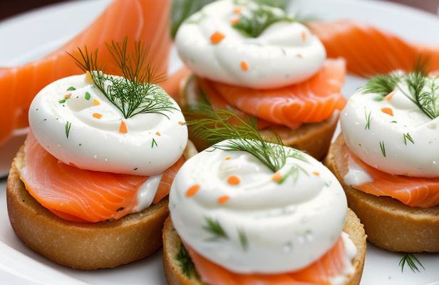 Bocadillos de Salmón Ahumado con Queso Crema y Eneldo Fresco