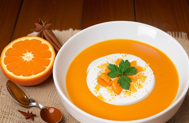 Crema de Zanahoria y Naranja con Toques de Canela y Ajo Caramelizado