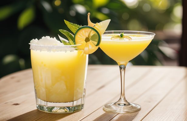 Daiquirí de Maracuyá y Ron Añejo con Toque de Lima Kaffir