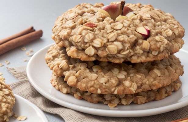 Galletas de Avena y Manzana con Canela, Sin Gluten y Bajo en Azúcar