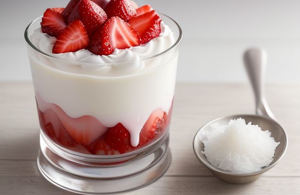 Gelatina de Coco con Fresas y Extracto de Vainilla Keto