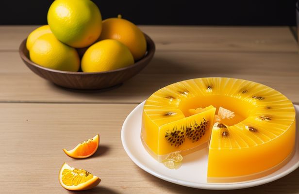 Gelatina de Mango y Maracuyá con Naranja y Jengibre Fresco