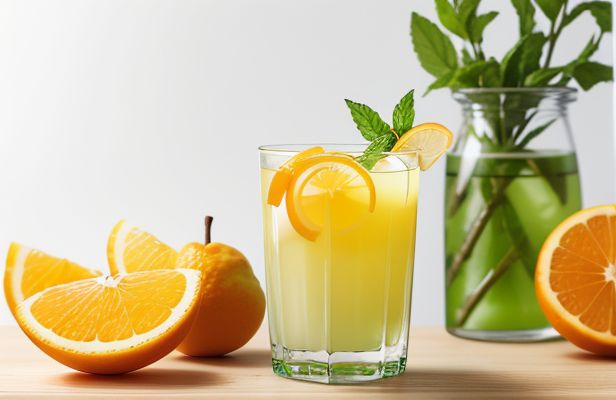 Jugo de Pera Williams, Menta y Limón con un Toque de Naranja Valencia