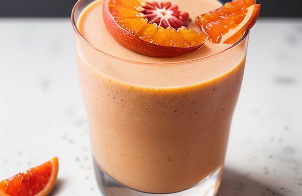 Licuado de Papaya Caramelo con Naranja Sanguina y Canela en Rama