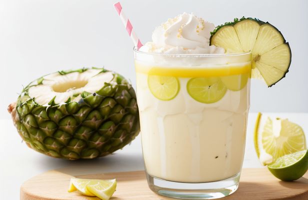 Licuado de Piña Colada Casero con Vainilla y un Toque de Lima Criolla