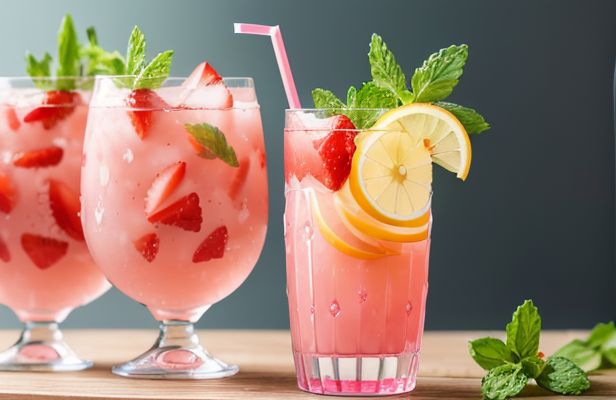 Limonada Casera de Fresa y Albahaca con Toque de Menta Fresca