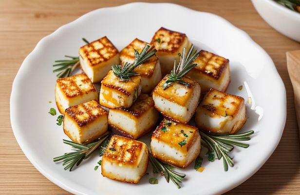 Mini Bocadillos de Halloumi con Miel, Romero y Pimientos del Padrón Asados