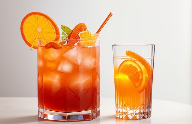 Negroni con Bitter Aperol y Naranja Deshidratada en Rodajas Finas