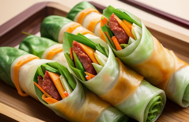 Rollitos Primavera Rellenos de Pollo y Verduras al Estilo Cantonés