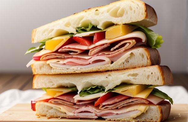 Sándwich de Pan de Masa Madre con Jamón Serrano, Manchego y Pimientos Asados