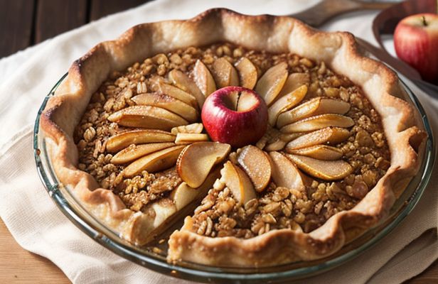 Tarta de Manzana Asada con Avena y Canela, Sin Azúcar Añadida