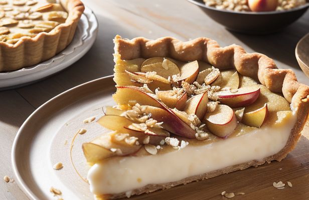 Tarta de Manzana y Avena con Crema de Coco y Especias Naturales
