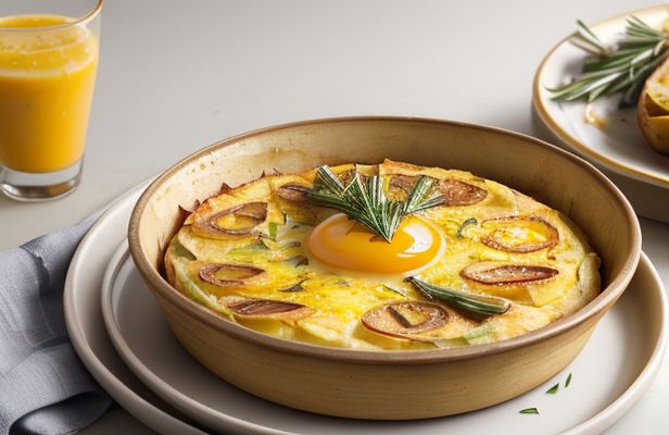 Tortilla de Patatas Villana con Cebolla Caramelizada y Romero Fresco